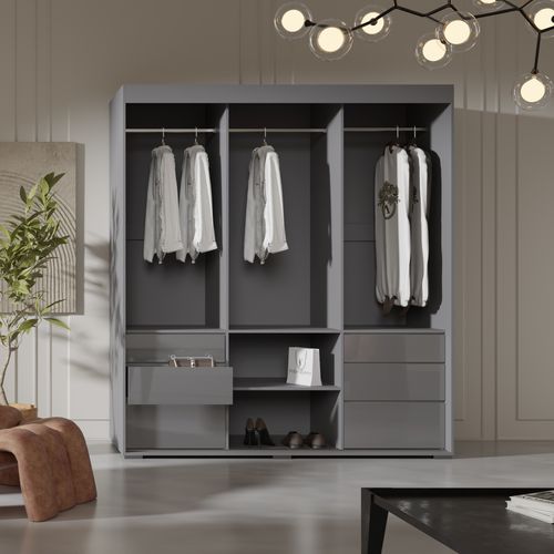 Szafa przesuwna z lustrem Torino 3D1L 180 Szara (lacobel) na Arena.pl