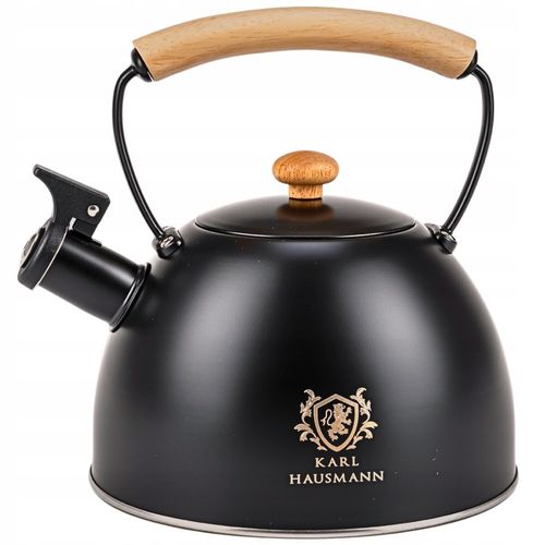 CZAJNIK STALOWY na GAZ 2,5L CZARNY z GWIZDKIEM +DREWNIANA RĄCZKA na Arena.pl