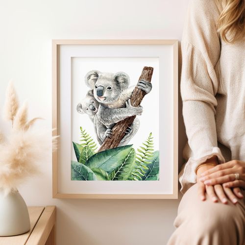 Plakat miś koala zielone liście 21x29,7 cm A4 na Arena.pl