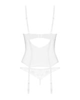 transparentny koronkowy gorset i stringi obsessive alissium biały xl/2xl