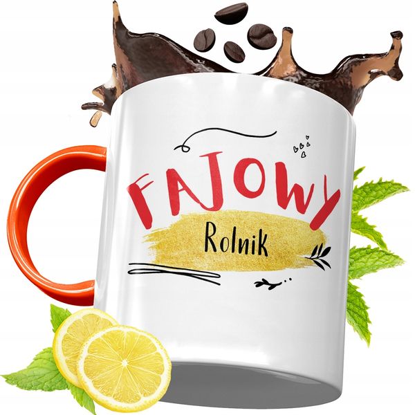 Kubek Pomarańczowy Dla Rolnika Prezent Z Nadrukiem Ze Zdjęciem zdjęcie 1