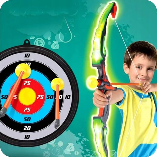 ŁUK DLA DZIECI ZESTAW Z TARCZĄ STRZAŁAMI KOŁCZANEM BEZPIECZNY ŚWIECĄCY DUŻY na Arena.pl