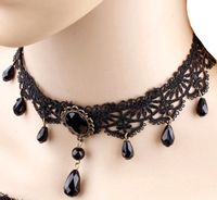 Gotycki naszyjnik czarna koronka styl punk Damski boho folk choker retro