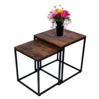 Stoliki kawowe kwadratowe zestaw 2w1 loft industrial ława, dąb antyczny