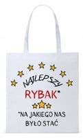 Dla Wędkarza Rybaka Torba Eco Biała Shopper Z Nadrukiem Ze Zdjęciem