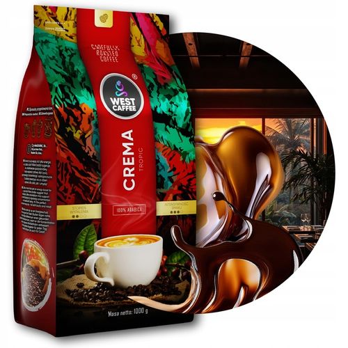 Kawa ziarnista - Crema Tropic - 100% Arabica 1kg Świeżo Palona WEST CAFFEE na Arena.pl