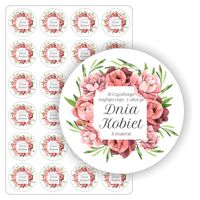 NAKLEJKI arkusz etykiet koleżanek 8 marca DZIEŃ KOBIET 24 szt. 5 cm