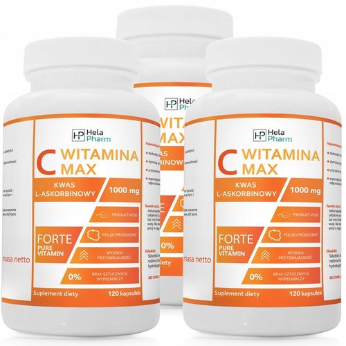 Witamina C 1000mg Kwas L-Askorbinowy MOCNA 120 kapsułek na Arena.pl
