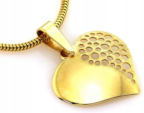 Złota zawieszka 585 eleganckie serduszko prezent wisiorek modny wzór na Arena.pl