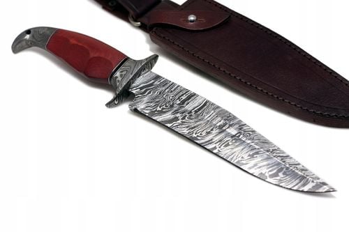 Nóż myśliwski BOWIE ręcznie wykonany stal DAMASCEŃSKA Damast ETUI Micarta na Arena.pl