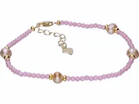 POZŁACANA SREBRNA BRANSOLETKA FASETOWANY WRZOSOWY KRYSZTAŁ PERŁY HODOWLANE