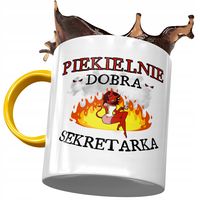 Kubek Żółty Dla Sekretarki Piekielnie Dobra Kubek Z Nadrukiem Ze Zdjęciem