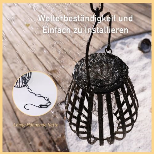 Lampa Solarna Wisząca Ogrodowa Retro Metalowa Owalna Ciepła Biel IP44 na Arena.pl