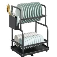 Suszarka do naczyń sztućców kubków dwupoziomowa ociekacz z tacką