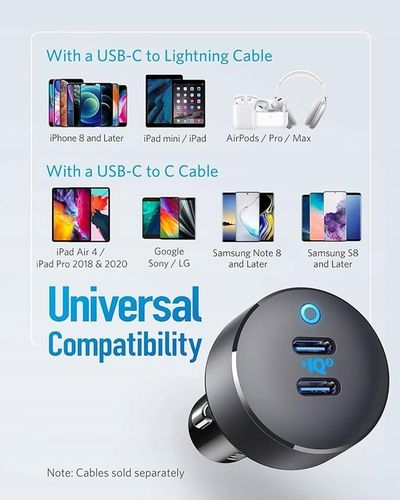 Ładowarka Samochodowa Anker PowerDrive III Duo 2xUSB-C 40W PoweriQ 3 PD QC na Arena.pl