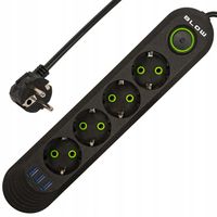 PRZEDŁUŻACZ LISTWA ZASILAJĄCA 3x USB 4 GNIAZDA 2m UZIEMIENIE ŁADOWARKA