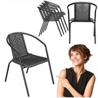 4x KRZESŁO OGRODOWE NA TARAS BALKON MOCNE WYGODNE DO STOŁU SZARE METALOWE