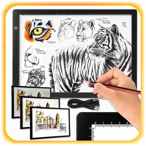 PODŚWIETLANA DESKA KREŚLARSKA LED TABLET GRAFICZNY DO RYSOWANIA A4 PREZENT na Arena.pl