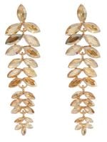 Damskie kolczyki złote champagne motyw listków DŁUGIE do suknii GLAMOUR