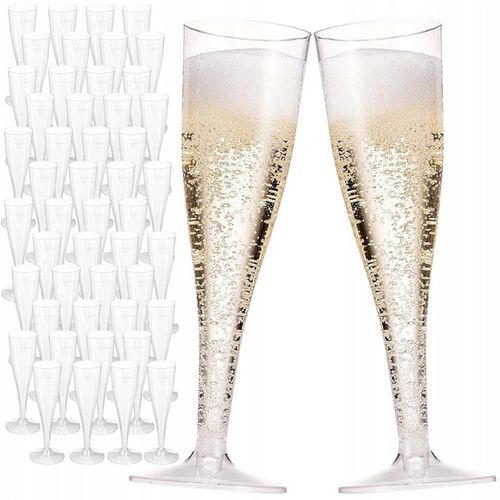 JEDNORAZOWE KIELISZKI DO SZAMPANA plastikowe 48 SZT NA STOPCE zestaw na Arena.pl