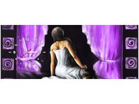 100X40CM ZEGAR PIĘKNA DZIEWCZYNA FIOLECIE OBRAZ