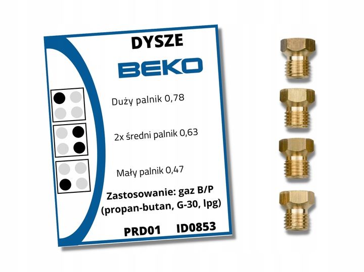 Dysze gazowe Beko (propan-butan) zdjęcie 1
