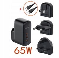 Bezpieczna szybka ładowarka 65W GaN LDNIO Q367 3x PD EU/UK/US