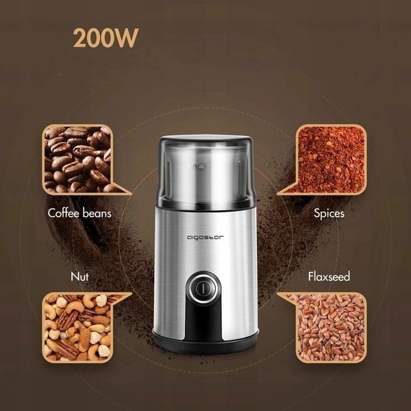 Młynek Do Kawy Ziół Zbóż Lnu Pieprzu Aigostar 200W zdjęcie 3