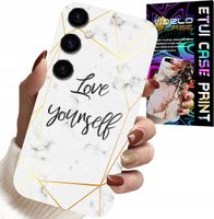 ETUI DO SAMSUNG GALAXY S25 - BIAŁY MARMUREK W ZŁOTE RAMKI LOVE YOU