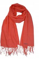 Cashmere - cienki modny szalik frędzle jednokolorowy czerwony koral