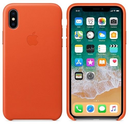 Apple iPhone X Leather Case - Bright Orange na Arena.pl