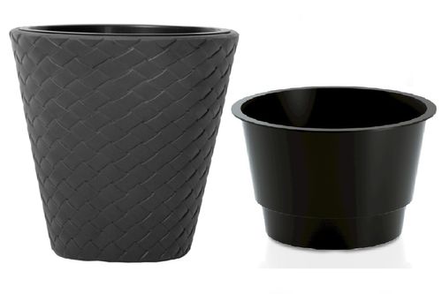Doniczka pleciona Matuba DBMT400 z wkładem | Antracyt, Kształt Okrągły, Wymiary 39x48 cm, Kolor Antracyt, Prosperplast na Arena.pl