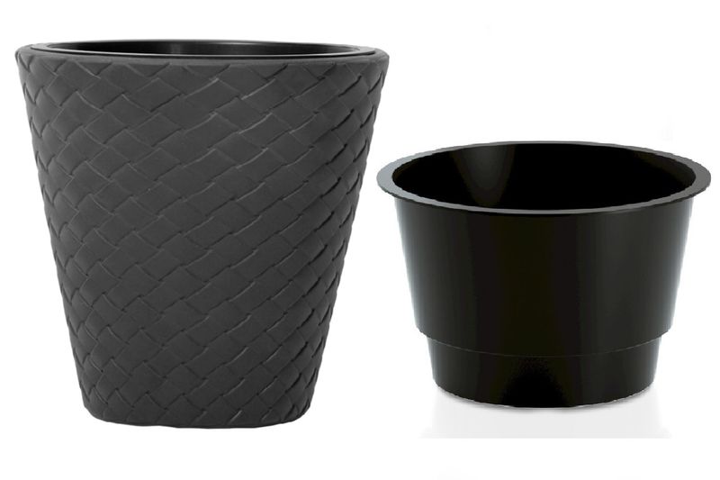 Doniczka pleciona Matuba DBMT400 z wkładem | Antracyt, Kształt Okrągły, Wymiary 39x48 cm, Kolor Antracyt, Prosperplast zdjęcie 1