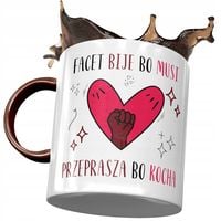 Kubek Bordowy Śmieszny Facet Bije Bo Musi Z Nadrukiem Ze Zdjęciem