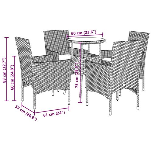 5-cz. zestaw mebli ogrodowych z poduszkami, czarny, polirattan na Arena.pl