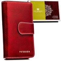 pionowy portfel damski z lakierowanej skóry naturalnej w czerwonym kolorze