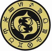 Ryby - znak zodiaku - magnes. Śr. 6cm; metal emaliowany