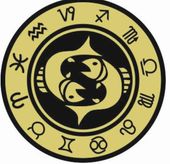 Ryby - znak zodiaku - magnes. Śr. 6cm; metal emaliowany