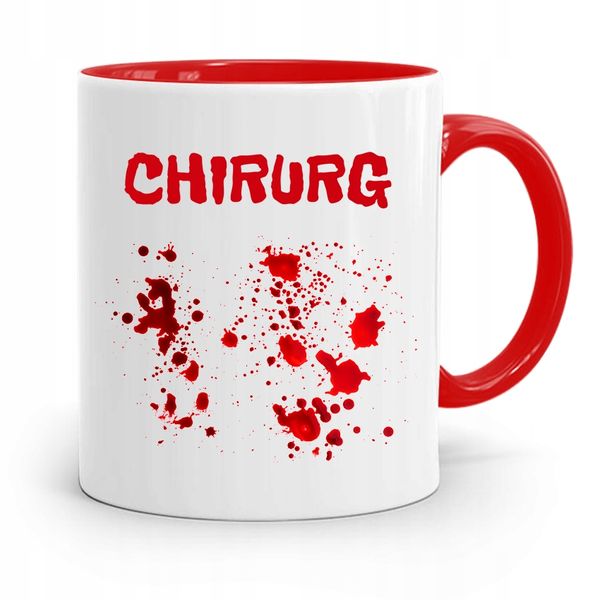Kubek Czerwony Dla Doktora Chirurg Z Nadrukiem Ze Zdjęciem zdjęcie 1