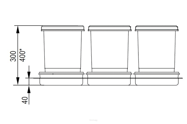 Kosz na śmieci PRAKTIKO, do szafki 800mm, 2 x 15l + 2 x 7l + 3 x brytfanka zdjęcie 3