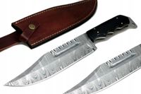 Nóż ręcznie wykonany Bowie survival stal damasceńska skórzane etui J758