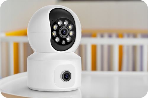 OBROTOWA KAMERA IP WIFI WEWNĘTRZNA NIANIA ELEKTRONICZNA DWA OBIEKTYWY 4MPx na Arena.pl