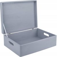 Pudełko drewniane szare z uchwytami 40x30x14 cm