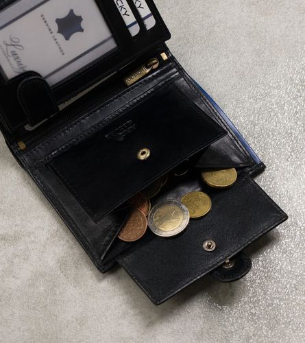 skórzany portfel męski na karty z systemem rfid protect— rovicky na Arena.pl