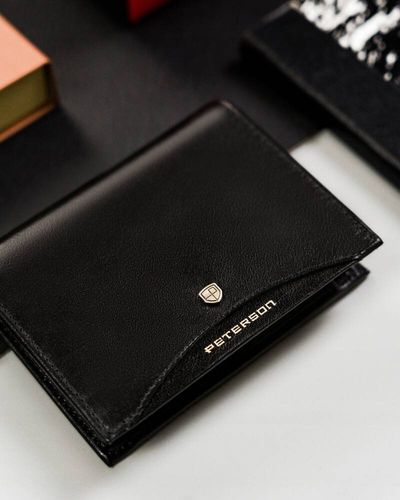 klasyczny, skórzany portfel męski bez zapięcia zewnętrznego - peterson na Arena.pl