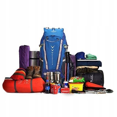 Plecak turystyczny 40l AOKING, niebieski, z miejscem na bukłak na Arena.pl