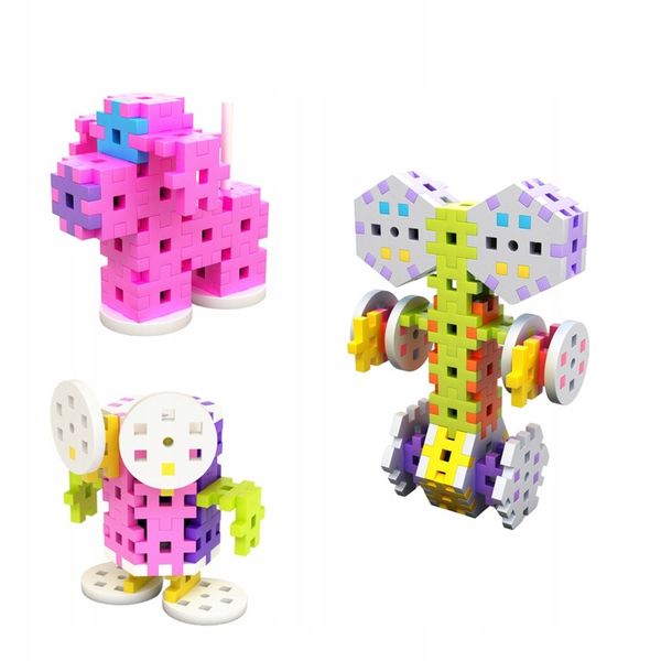 KLOCKI KONSTRUKCYJNE WAFLE MELI Basic Constructor PINK 400 el PUZZLE GOFRY zdjęcie 7