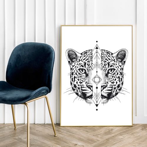 Plakat portret gepard geometria 29,7x42 cm A3 na Arena.pl