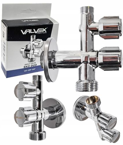 ZAWÓR KUREK KOMBI KOMBINOWANY KĄTOWY 1/2x3/8x3/4 DO BATERII PRALKI ZMYWARKI na Arena.pl