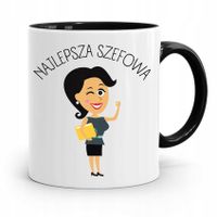 Kubek Czarny Prezent Szefowej Najlepsza Szefowa Z Nadrukiem Ze Zdjęciem